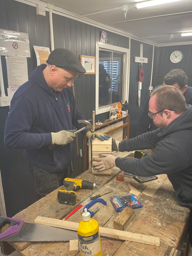 In woodwork with a team member, making a birdbox.
NEET Bradford Shipley
Adults with Learning Disabilities
Day Service
Garden Centre
